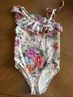 Zimmermann - Girls Floral One-Shoulder Swimsuit